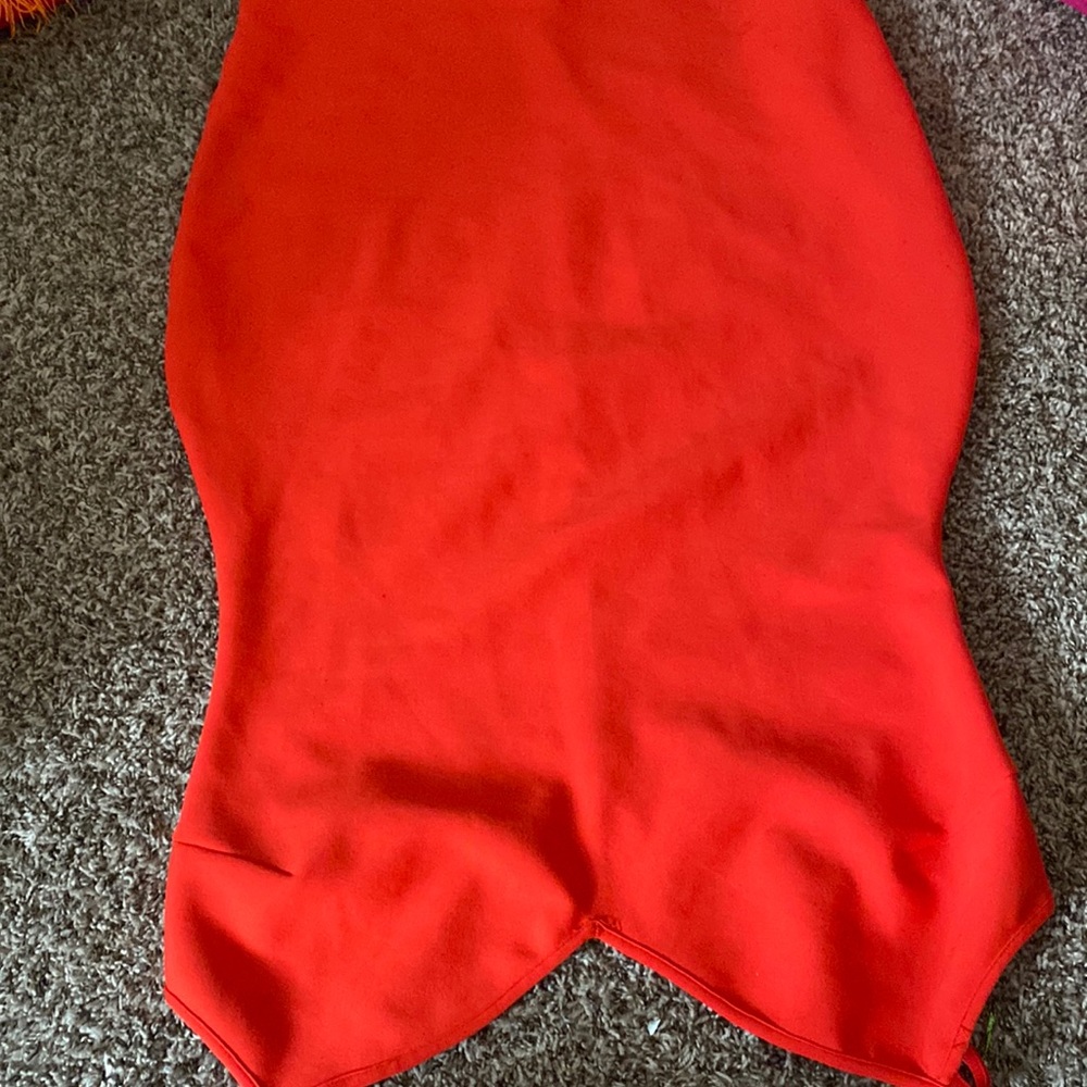Midi length red body con dress REBDOLLS